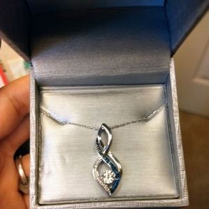 Brand New beautiful Blue and white diamond necklace from Zales